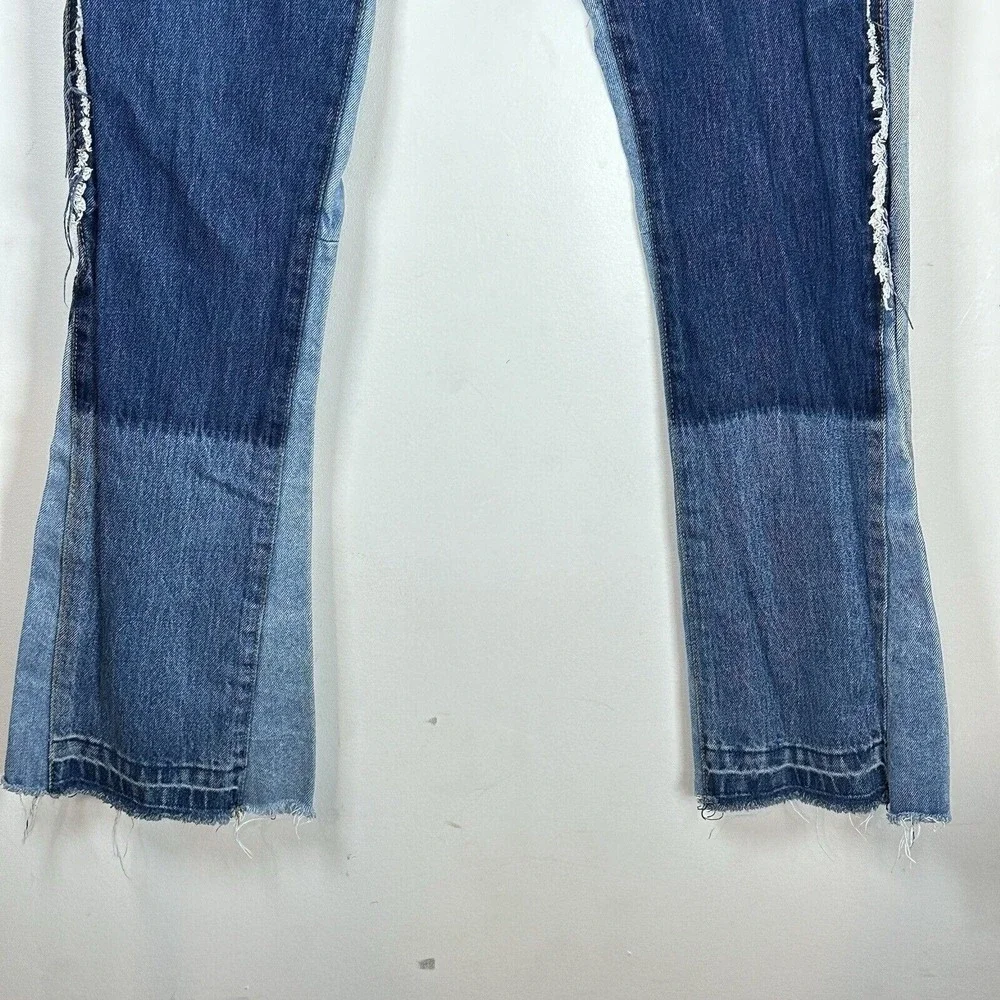 MNML 118 Work Flare Denim Mens Size 32x34 Distressed Patch Jeans 100% Cotton